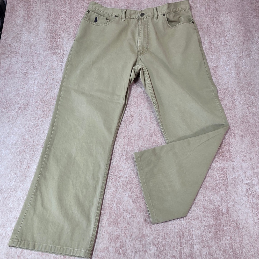 Polo Ralph Lauren 650 Straight Leg Chino Pants Mens 38/30 Tan Khaki Cotton Twill